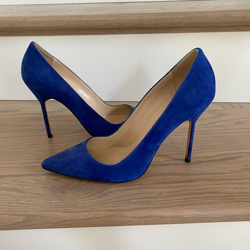 Manila Blahnik 4” Suede Pumps